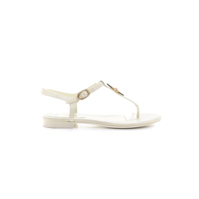 CHANEL LEATHER WOMEN’S SANDALS WHITE STARLIKE GOLD HARDWARE